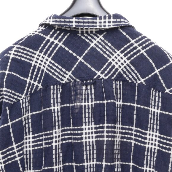 Free People Oversized Long Sleeve Button Down Shirt Blouse Women's M Blue/White - Picture 5 of 14